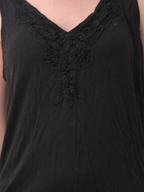 Black Crochet V-Neck Women’s Tank Top